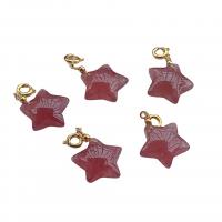 Strawberry Quartz Hanger, met Zinc Alloy, Ster, rood, 10-25mm, Verkocht door PC