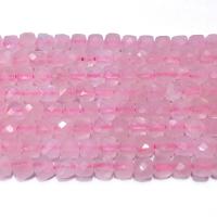 Φυσικό ροζ χαλαζία χάντρες, Rose Quartz, Πλατεία, DIY & πολύπλευρη, ροζ, 4mm, Sold Per Περίπου 39 cm Strand