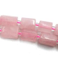 Korálky přírodní Rose Quartz, Obdélník, lesklý, DIY, růžový, 7x10mm, Prodáno za Cca 39 cm Strand