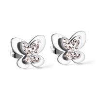 Stainless Steel Stud Øreringe, 304 rustfrit stål, Butterfly, forskellige stilarter for valg & for kvinde & med rhinestone, nikkel, bly & cadmium fri, Solgt af PC