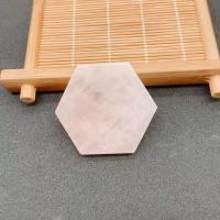 Kupa pad, Rose Quartz, Hexagon, Unisex, rosa, 50x43mm, Säljs av PC