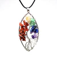 Gemstone Ékszer Nyaklánc, Természetes kő, -val Sárgaréz, Levél növényen, antik réz színű bevonattal, különböző anyagok a választás & a nő, több színt a választás, nikkel, ólom és kadmium mentes, 30x60mm, Hossz Kb 20.47 inch, Által értékesített PC