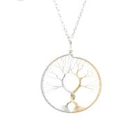 Messing halskettingen, Tree of Life, plated, voor vrouw & hol, gemengde kleuren, nikkel, lood en cadmium vrij, 50mm, Lengte Ca 19.69 inch, Verkocht door PC