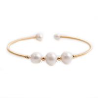 Sötvatten odlade Pearl Bracelet, Mässing, med Freshwater Pearl, Rund, guldfärg pläterade, mode smycken, fler färger för val, nickel, bly och kadmium gratis, Längd 7.09 inch, Säljs av PC