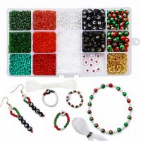 Acryl DIY Armband Set, HummerVerschluss & PerlenPerlenschnur, mit Seedbead & Zinklegierung, goldfarben plattiert, Emaille, gemischte Farben, verkauft von Box