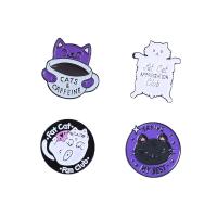 Enamel Brooch Zinc Alloy Cat Unisex nickel lead & cadmium free 25-30mm Sold By Lot