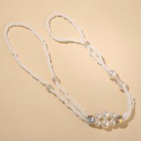 Seedbead anklet, med Plastic Pearl, for kvinde & med rhinestone, hvid, Længde Ca. 9.44 inch, Solgt af PC