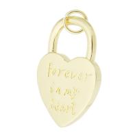 Messing locket hangers, Slot, gold plated, met brief patroon, 18.50x27x2.50mm, Gat:Ca 3mm, Verkocht door PC