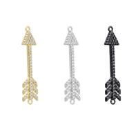 Zircon cubique Micro Pave laiton Connecteur, Flèche, Placage, pavé de micro zircon & boucle de 1/1, plus de couleurs à choisir, 8x36x2mm, Trou:Environ 1mm, Vendu par PC