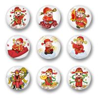 Fridge Magnets Glass Round random style & mixed pattern & cartoon pattern & with magnetic multi-colored 30mm Sold By PC