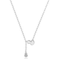 Kubieke Zircon Micro effenen Sterling zilveren ketting, 925 sterling zilver, met Schelp, Kalebas, platinum plated, micro pave zirconia & voor vrouw, 12x38mm, Lengte Ca 15.74 inch, Verkocht door PC