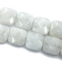 Mjesečev kamen perle, Trg, možete DIY & faceted, bijel, Prodano Per Približno 39 cm Strand