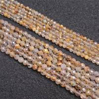 Rutilated Quartz Bead, du kan DIY & facetteret, gul, Solgt Per Ca. 39 cm Strand