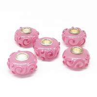 Lampwork Perlen European Stil, Einbrennlack, DIY, Rosa, 7x14mm, 100PCs/Tasche, verkauft von Tasche