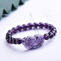 Amethyst Armband, Fabelhaft wildes Tier, unisex, violett, 10mm, Länge ca. 19 cm, verkauft von PC