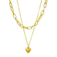 Collier de bijoux en alliage de zinc, coeur, Placage, Double couche & bijoux de mode & styles différents pour le choix & pour femme, plus de couleurs à choisir, Longueur 65 cm, Vendu par PC