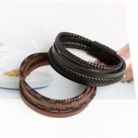 PU de microfibra Pulsera, aleación de cinc cierre magnético, chapado, para hombre, más colores para la opción, longitud 21 cm, Vendido por UD