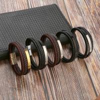 Leather Bracelet with Stainless Steel zinc alloy magnetic clasp for man Length 21 cm Sold By PC