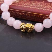 Quartz Βραχιόλια, Rose Quartz, Γύρος, για άνδρες και γυναίκες & αντι-κόπωση, ροζ, νικέλιο, μόλυβδο και κάδμιο ελεύθεροι, 10mm, Μήκος Περίπου 7.84 inch, Sold Με PC