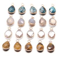 Gemstone Pendants Jewelry Natural Stone with Brass Teardrop gold color plated & Unisex & faceted Sold By PC