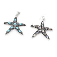 Rhinestone Pendant Gemstone with Rhinestone Clay Pave & Brass Starfish plated & Unisex Sold By PC