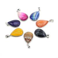 Pendentif Agate dentelle, agate lace, avec laiton, larme, Placage de couleur platine, unisexe, plus de couleurs à choisir, 20x30mm, Vendu par PC