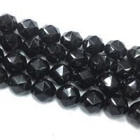 Black-Spinel (En) goutte, Rond, DIY & normes différentes pour le choix & facettes, noire, Vendu par 15.35 pouce brin