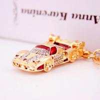 Zinc Alloy Key Clasp with Czech Rhinestone Racing Car high quality plated fashion jewelry & Unisex & enamel Sold By PC