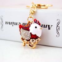 Zinc Alloy Key Clasp with Czech Rhinestone high quality plated fashion jewelry & Unisex & enamel red nickel free Sold By PC