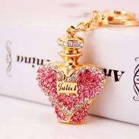 Zinc Alloy Key Clasp with Czech Rhinestone Perfume Bottle high quality plated fashion jewelry & Unisex & enamel Sold By PC