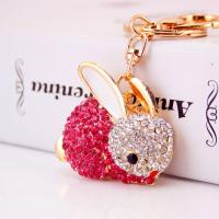 Zinc Alloy Key Clasp with Czech Rhinestone Rabbit high quality plated fashion jewelry & Unisex & enamel Sold By PC