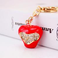 Zinc Alloy Key Clasp with Czech Rhinestone Apple high quality plated fashion jewelry & Unisex & enamel Sold By PC