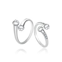 Anillos para Parejas, Plata de ley 925, chapado en color rosa dorada, Ajustable & diferentes estilos para la opción & micro arcilla de zirconia cúbica, Vendido por UD