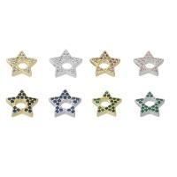 Kubik Zirkonium mikro bana Mässing hängande, Star, plated, micro bana cubic zirconia, fler färger för val, 13x12x3mm, Säljs av PC