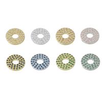 Kubik Zirkonium mikro bana Mässing hängande, Flat Round, plated, micro bana cubic zirconia, fler färger för val, 12.50x12.50x2mm, Säljs av PC