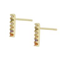 Kubinių Zirconia Mikro Pave Žalvario auskarai, Žalvarinis, aukso spalva padengtas, mikro nutiesti kubinių Zirconia & moters, multi-colored, 2x9x13.50mm, Pardavė Pora