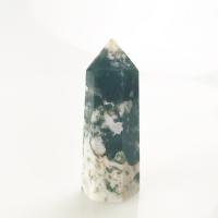 Moss Agate punt Decoratie, gepolijst, gemengde kleuren, 5-12cm, Verkocht door PC