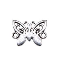 Conector de liga de zinco animal, Borboleta, banhado, prateado, 15x12mm, vendido por PC