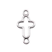 Cross Zink legering Stik, Zinc Alloy, Kryds, forgyldt, sølv, 20x11mm, Solgt af PC