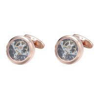 Cufflinks Brass Round rose gold color plated for man nickel lead & cadmium free Sold By Lot