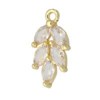 Cubique Pendentif en laiton zircon pavent, Placage de couleur d'or, pavé de micro zircon, 9x17x3mm, Trou:Environ 1mm, Vendu par PC