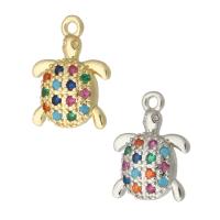 Cubique Pendentif en laiton zircon pavent, tortue, Placage, pavé de micro zircon, plus de couleurs à choisir, 10x14x3mm, Trou:Environ 1mm, Vendu par PC