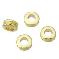 Mässing Spacer Pärlor, Donut, guldfärg pläterade, 6x6x3mm, Storlek:1, Säljs av PC