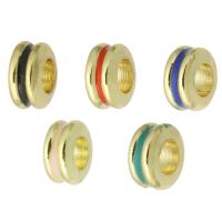 Messing Spacer Kralen, Ronde, gold plated, glazuur, meer kleuren voor de keuze, 6x6x3mm, Verkocht door PC