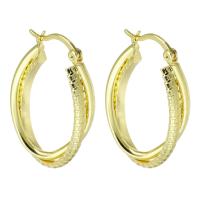 Messing oorringen, gold plated, voor vrouw, 5x34x21mm, Verkocht door pair