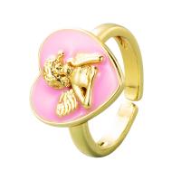 Brass Finger Ring 18K gold plated for woman & enamel nickel lead & cadmium free Sold By PC