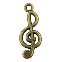 Pendentifs en alliage de zinc, note de musique, Placage, plus de couleurs à choisir, 26x10mm, Vendu par PC