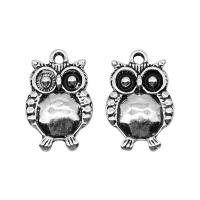 Pendentifs animaux en alliage de zinc, hibou, Placage, argent, 14x21mm, Vendu par PC