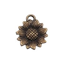 Zinc Alloy Flower Pendler, Solsikke, forgyldt, flere farver til valg, 18x15mm, Solgt af PC