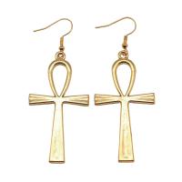 Sinc Alloy Earrings, Cross, plátáilte, do bhean, dathanna níos mó le haghaidh rogha, 70x46mm, Díolta De réir Péire